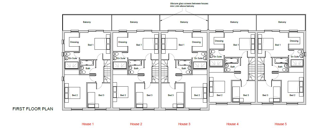 Lot: 65 - FREEHOLD SITE WITH PLANNING FOR FIVE HOUSES - Proposed First Floor Plan
